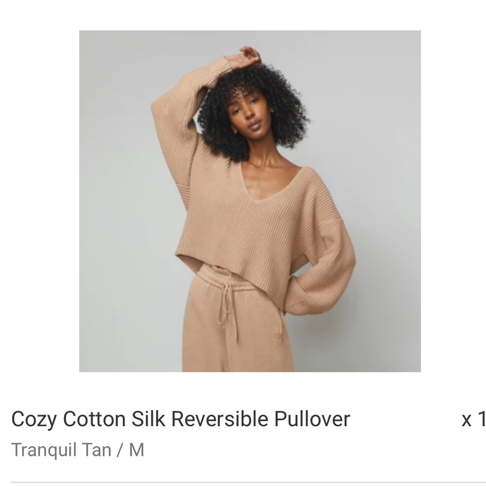 Lunya Cozy Cotton Silk Reversible Sweater (tan- size M)
